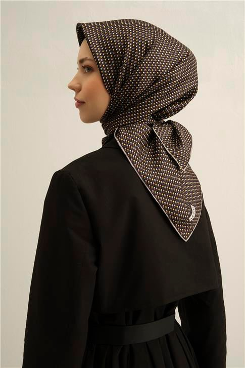 Armine Çiçek Desenli Saf İpek Twill Eşarp 9307D 04