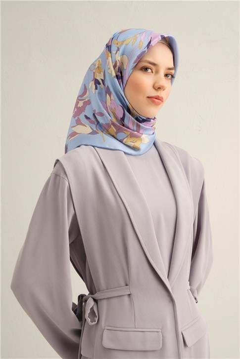 Armine Çiçek Desenli Saf İpek Twill Eşarp 9342D 32