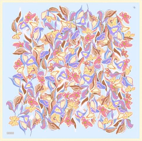 Armine Çiçek Desenli Saf İpek Twill Eşarp 9332D 58