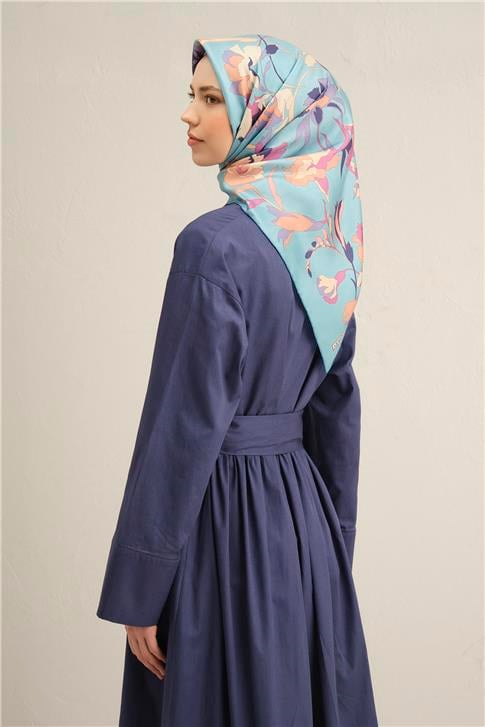 Armine Çiçek Desenli Saf İpek Twill Eşarp 9342D 34