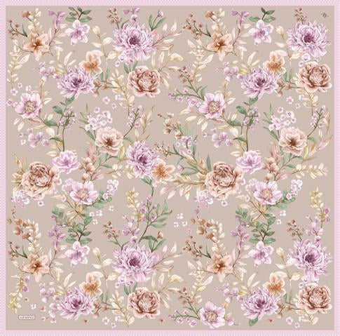 Armine Çiçek Desenli Saf İpek Twill Eşarp 9347D 34