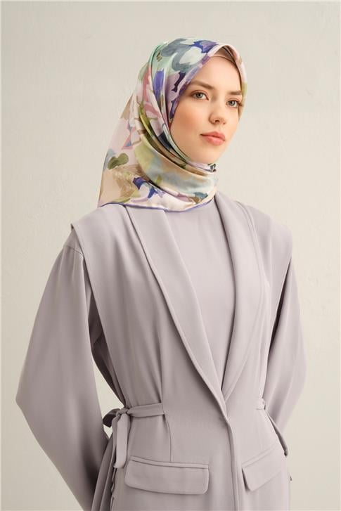 Armine Çiçek Desenli Saf İpek Twill Eşarp 9334D 33