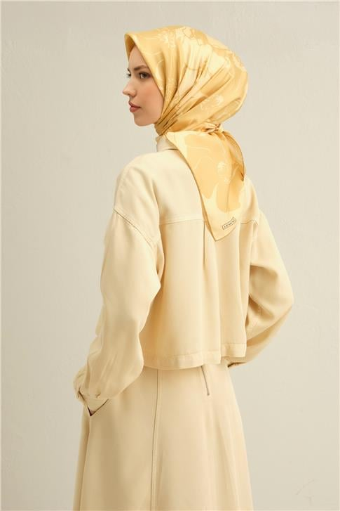 Armine Çiçek Desenli Saf İpek Twill Eşarp 9344D 33