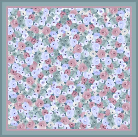 Armine Çiçek Desenli Saf İpek Twill Eşarp 9300D 50