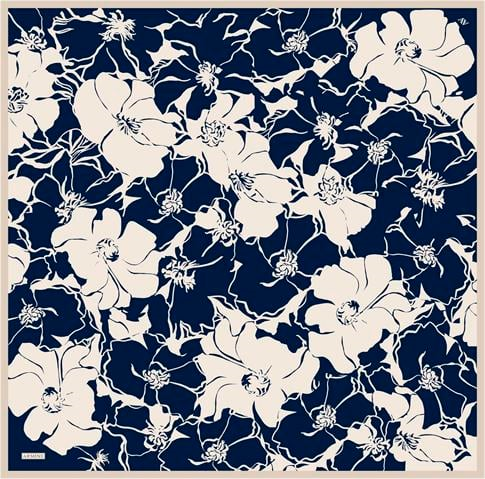 Armine Çiçek Desenli Saf İpek Twill Eşarp 9344D 40