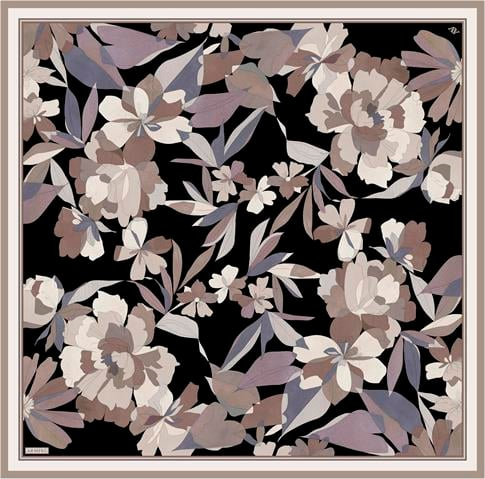 Armine Çiçek Desenli Saf İpek Twill Eşarp 9312D 07