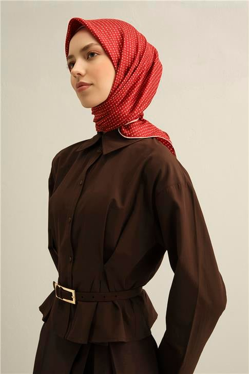 Armine Çiçek Desenli Saf İpek Twill Eşarp 9307D 36