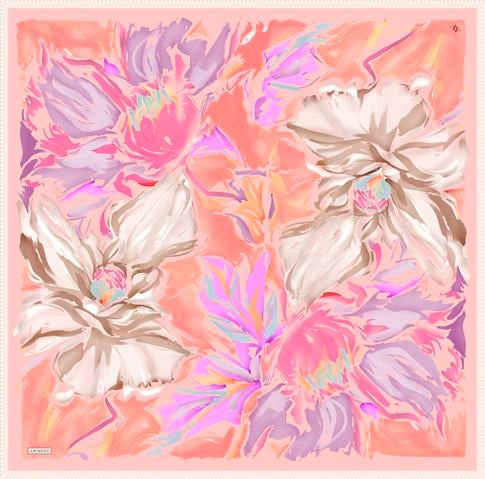 Armine Çiçek Desenli Saf İpek Twill Eşarp 9337D 82