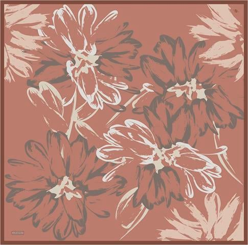 Armine Çiçek Desenli Saf İpek Twill Eşarp 9322D 55