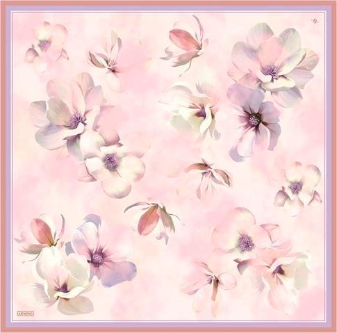 Armine Çiçek Desenli Saf İpek Twill Eşarp 9305D 54