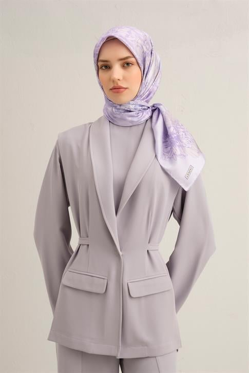 Armine Çiçek Desenli Saf İpek Twill Eşarp 9330D 82