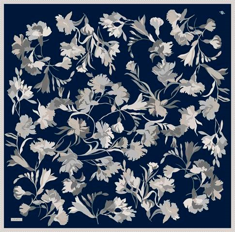 Armine Çiçek Desenli Saf İpek Twill Eşarp 9342D 85