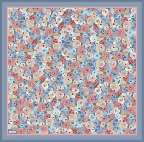 Armine Çiçek Desenli Saf İpek Twill Eşarp 9300D 02