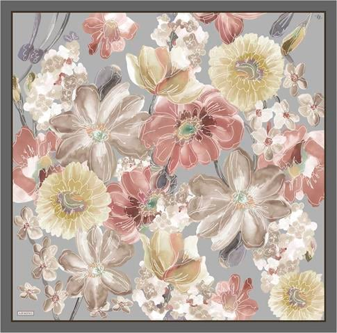 Armine Çiçek Desenli Saf İpek Twill Eşarp 9318D 34