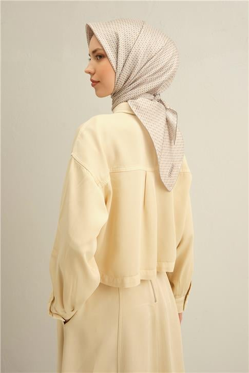 Armine Çiçek Desenli Saf İpek Twill Eşarp 9307D 03