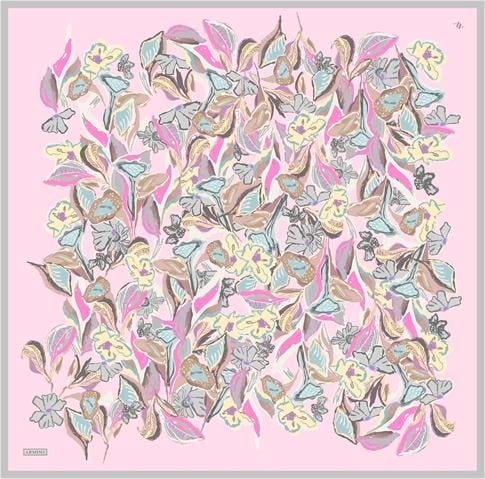 Armine Çiçek Desenli Saf İpek Twill Eşarp 9332D 82