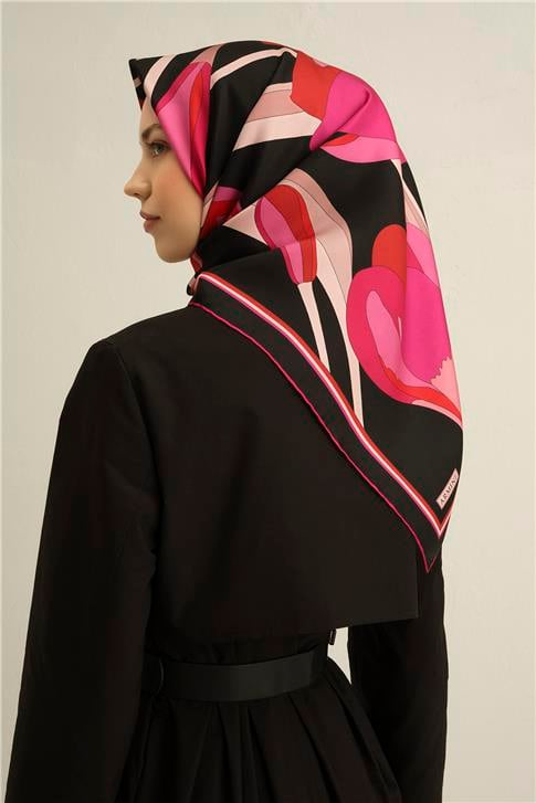 Armine Çiçek Desenli Saf İpek Twill Eşarp 9302D 82