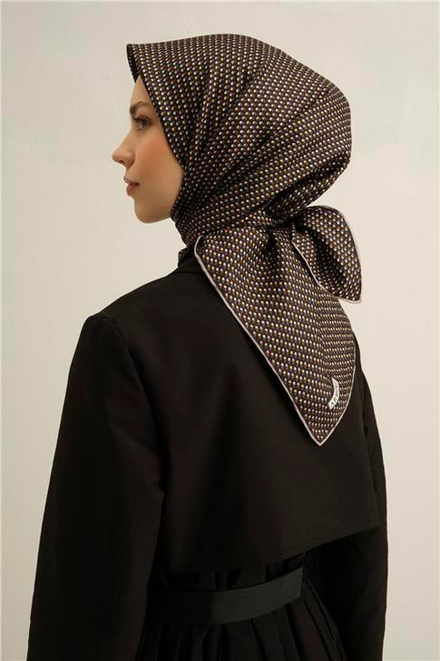 Armine Çiçek Desenli Saf İpek Twill Eşarp 9307D 04