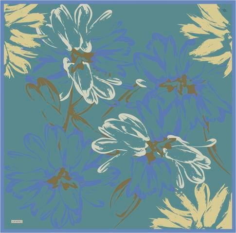 Armine Çiçek Desenli Saf İpek Twill Eşarp 9322D 37