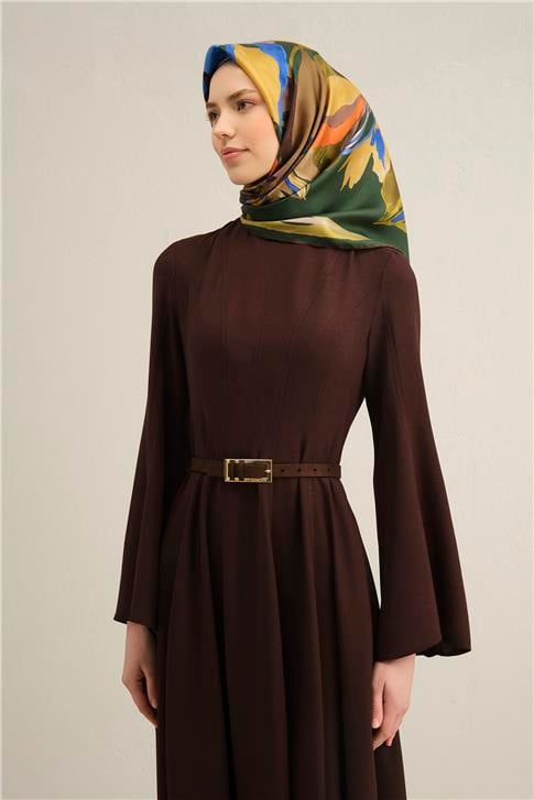 Armine Çiçek Desenli Saf İpek Twill Eşarp 9340D 54