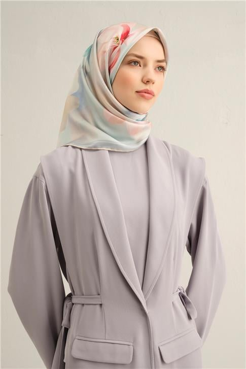 Armine Çiçek Desenli Saf İpek Twill Eşarp 9305D 80