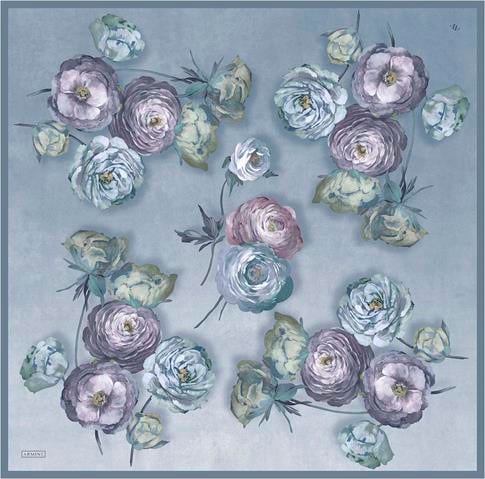 Armine Çiçek Desenli Saf İpek Twill Eşarp 9419D 07