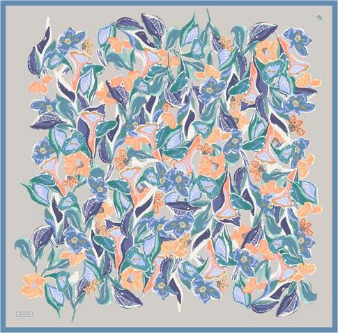 Armine Çiçek Desenli Saf İpek Twill Eşarp 9332D 81