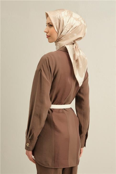 Armine Çiçek Desenli Saf İpek Twill Eşarp 9344D 31