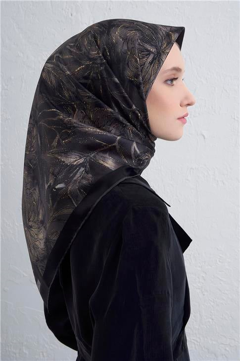 Armine Çiçek Desenli Saf İpek Twill Eşarp 9409D 85