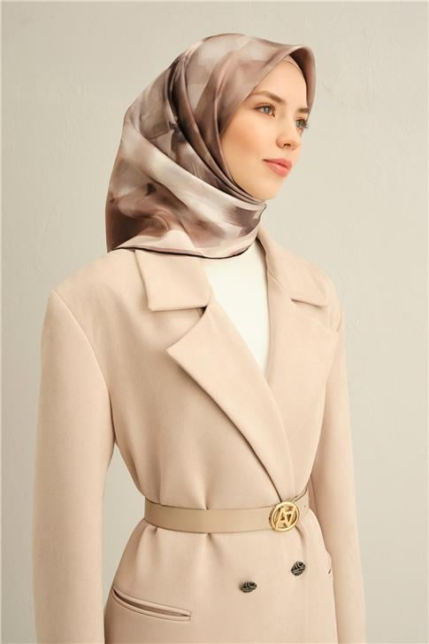 Armine Çiçek Desenli Saf İpek Twill Eşarp 9310D 86