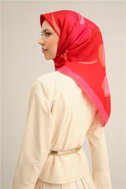 Armine Çiçek Desenli Saf İpek Twill Eşarp 9317D 56