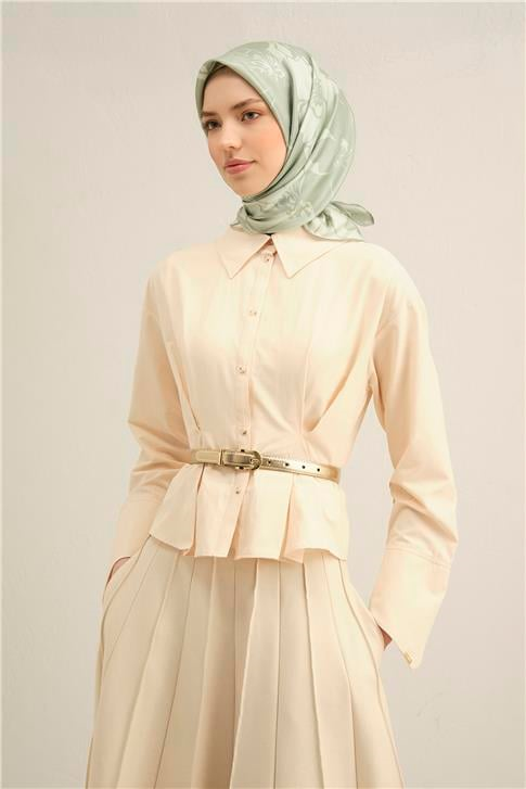Armine Çiçek Desenli Saf İpek Twill Eşarp 9344D 37