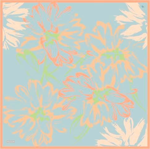 Armine Çiçek Desenli Saf İpek Twill Eşarp 9322D 04
