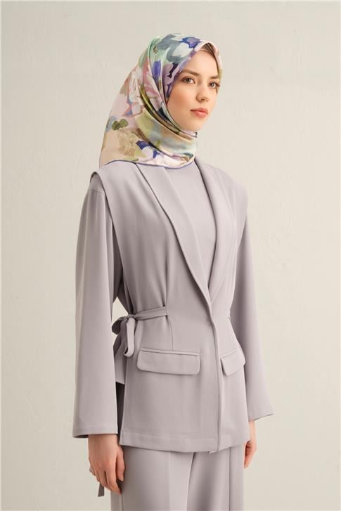 Armine Çiçek Desenli Saf İpek Twill Eşarp 9334D 33