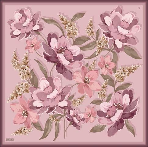 Armine Çiçek Desenli Saf İpek Twill Eşarp 9414D 3