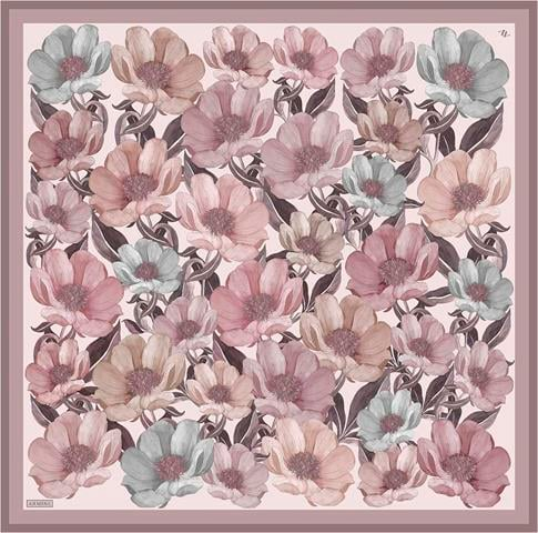Armine Çiçek Desenli Saf İpek Twill Eşarp 9403D 82