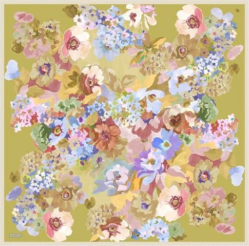 Armine Çiçek Desenli Saf İpek Twill Eşarp 9334D 59