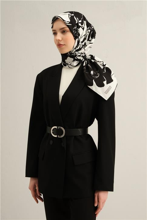 Armine Çiçek Desenli Saf İpek Twill Eşarp 9344D 44