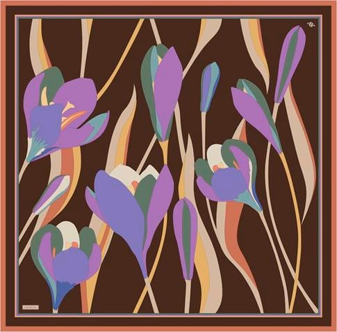 Armine Çiçek Desenli Saf İpek Twill Eşarp 9302D 83