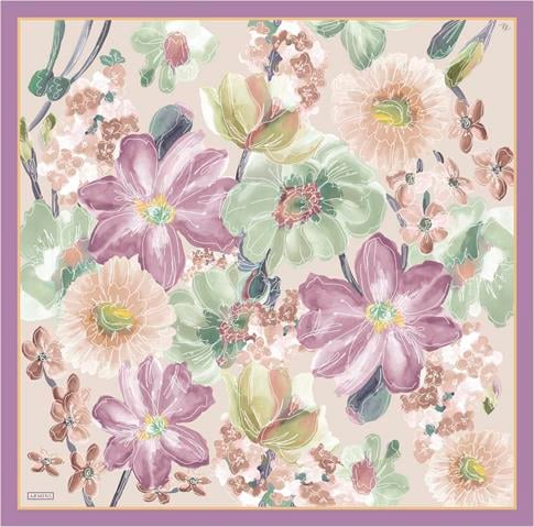 Armine Çiçek Desenli Saf İpek Twill Eşarp 9318D 32
