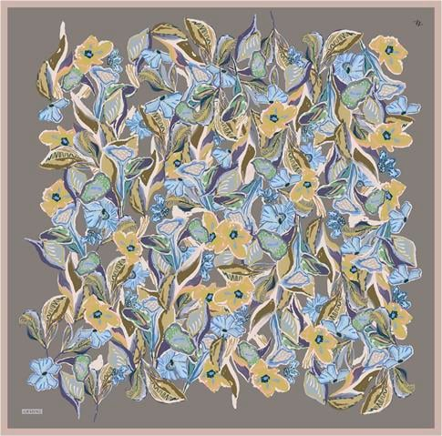 Armine Çiçek Desenli Saf İpek Twill Eşarp 9332D 35