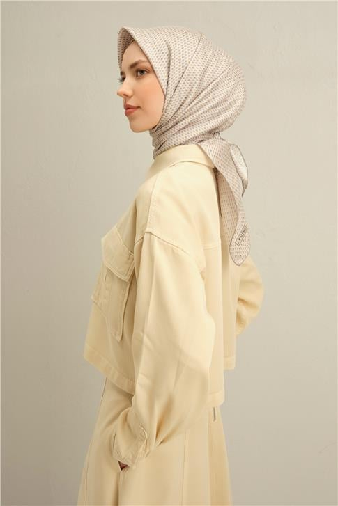 Armine Çiçek Desenli Saf İpek Twill Eşarp 9307D 03