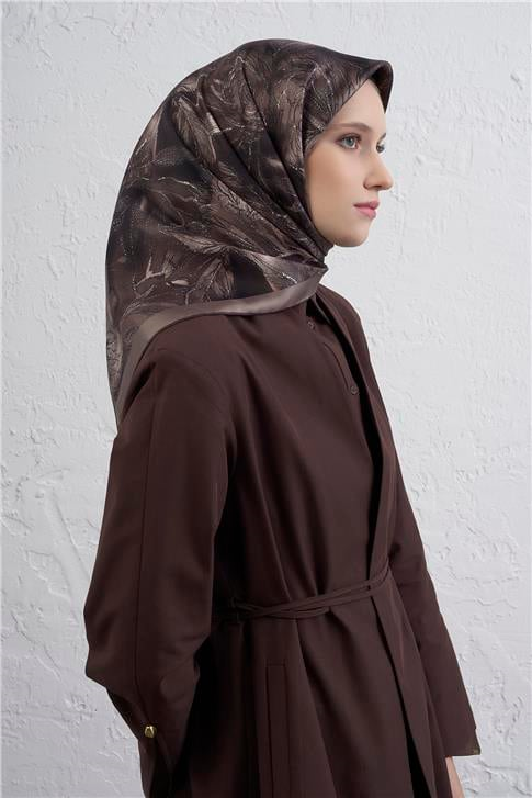 Armine Çiçek Desenli Saf İpek Twill Eşarp 9409D 82