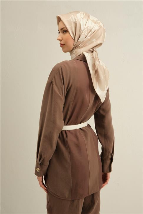 Armine Çiçek Desenli Saf İpek Twill Eşarp 9344D 31