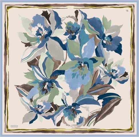 Armine Çiçek Desenli Saf İpek Twill Eşarp 9340D 34