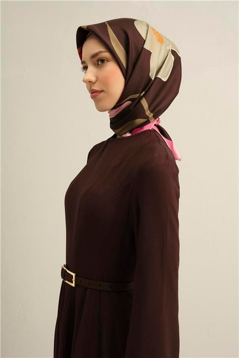 Armine Çiçek Desenli Saf İpek Twill Eşarp 9317D 36