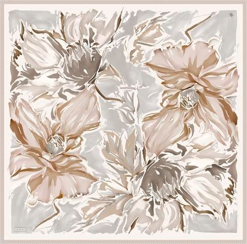 Armine Çiçek Desenli Saf İpek Twill Eşarp 9305D 03