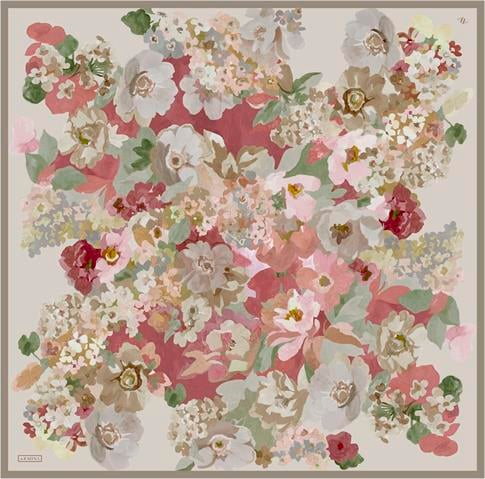 Armine Çiçek Desenli Saf İpek Twill Eşarp 9334D 10