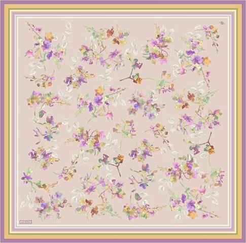 Armine Çiçek Desenli Saf İpek Twill Eşarp 9316D 31