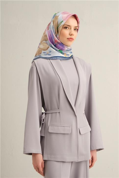 Armine Çiçek Desenli Saf İpek Twill Eşarp 9318D 31